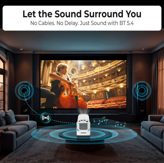 Pivot 2 projector setup in bedroom — ceiling projection for sleep mode