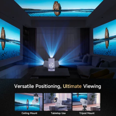 Pivot 2 family movie night — kids watching on 200 inch projected screen